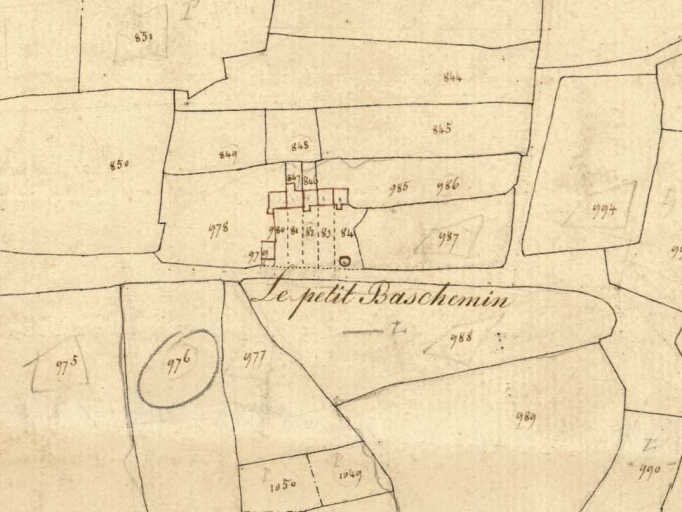 Le hameau sur le cadastre de 1826