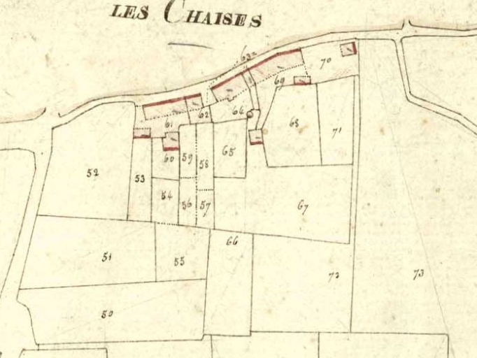 Le hameau sur le cadastre de 1826