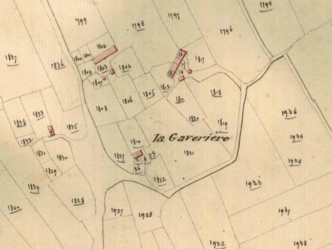 Cadastre vers 1825 ; Cadastre vers 1825 ; édifice au sud