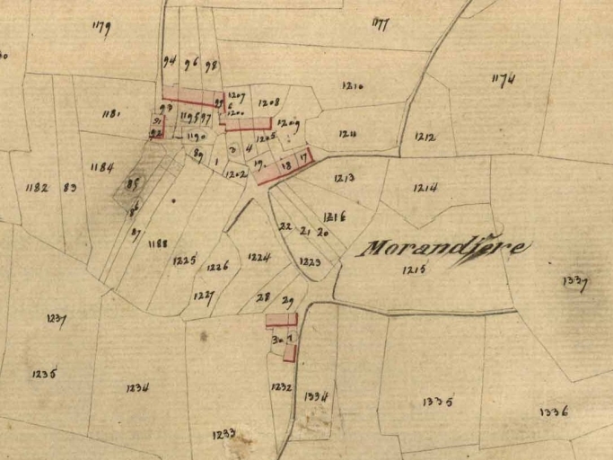 Cadastre vers 1825 ; Cadastre vers 1825 ; ouvarge parcelles 93-94