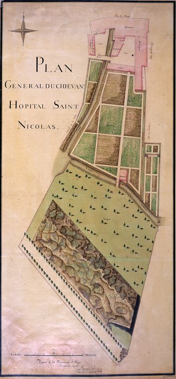 Plan de l'hôpital Saint-Nicolas. 18 frimaire an 12, Brunet-Debaines. AD Morbihan 1Fi 302. ; Plan de l'hôpital Saint-Nicolas. 18 frimaire an 12 (1803), Brunet-Debaines. AD Morbihan 1Fi 302. ; Plan de l'hôpital Saint-Nicolas. 18 frimaire an 12, Brunet-Debaines. AD Morbihan 1Fi 302. ; Plan de l'hôpital Saint-Nicolas. 18 frimaire an 12 (1803), Brunet-Debaines. AD Morbihan 1Fi 302.