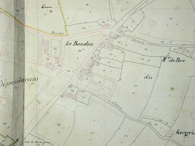 Plan cadastral 1844, section I3. AD Morbihan 3P593. ; Plan cadastral 1844, section I3. AD Morbihan 3P593. ; Plan cadastral 1844, section I3. AD Morbihan 3P593. ; Plan cadastral 1844, section I3. AD Morbihan 3P593.