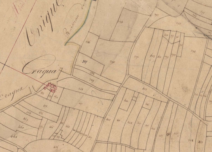 Extrait du plan cadastral de 1832 (AD 22). ; Extrait du plan cadastral de 1832 (AD 22).