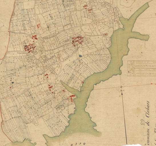 L'anse de Doëlan, rive ouest. Extrait du cadastre de 1823, section F (A.D. Finistère, 3 P 101)