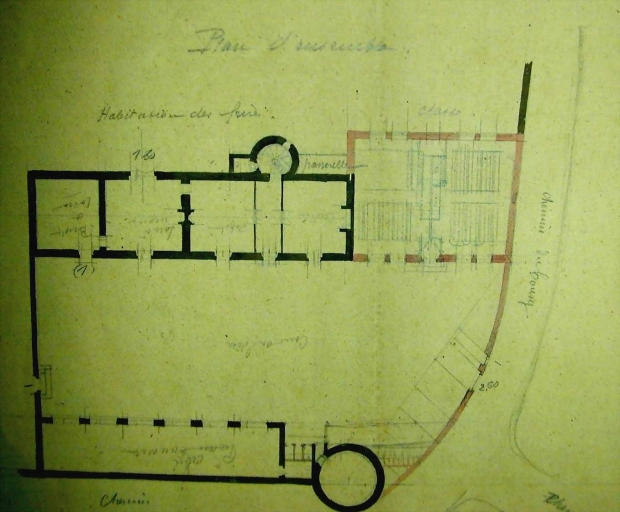 Projet d'extension pour une école libre de garçons, par Gustave (?) Bigot, 1883 (A.E. Quimper).