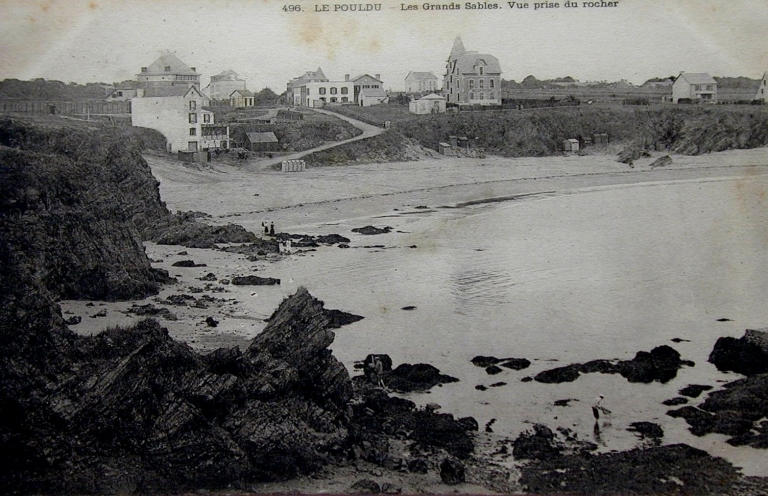 La plage des Grands Sables. Carte postale, vers 1880 (coll. part.)