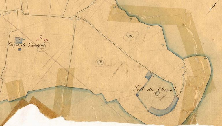 Plan de la batterie du Chenal, cadastre ancien, 1846
