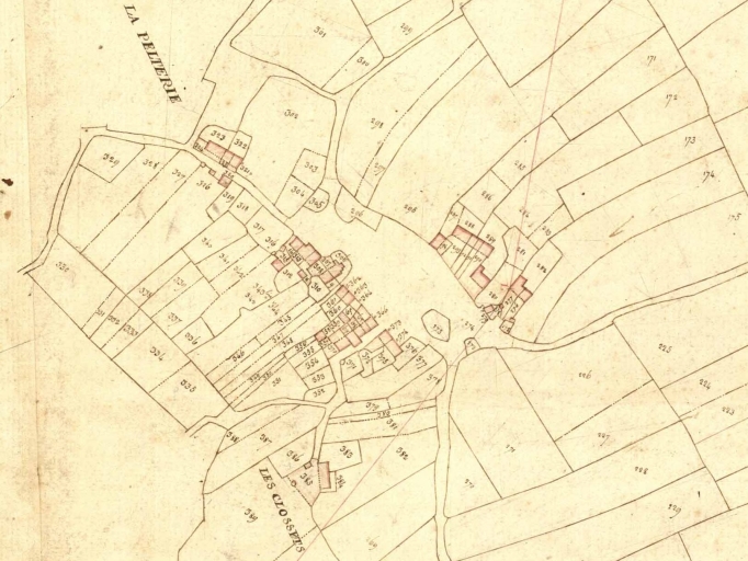Le hameau sur le cadastre de 1826
