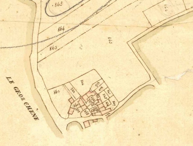 Le hameau, partie ouest, sur le cadastre de 1826