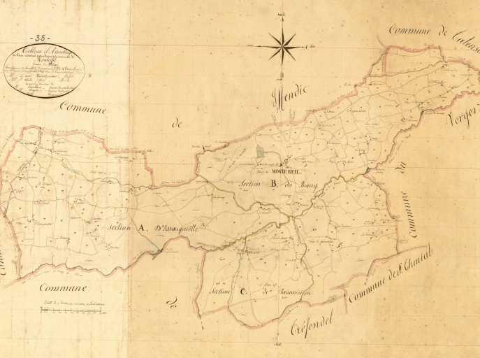 La commune sur le cadastre de 1824