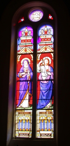 Verrière de la baie 0 : Sacrés Coeurs de Jésus et de Marie