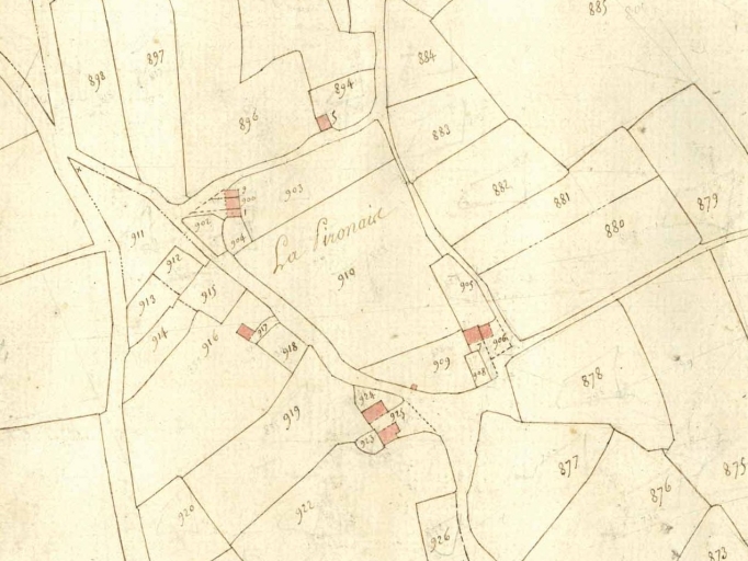 Le hameau sur le cadastre de 1823 ; La Pironnais, un hameau éclaté en 1823