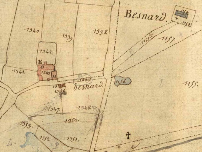 La maison du chapelain et la chapelle sur le cadastre de 1823