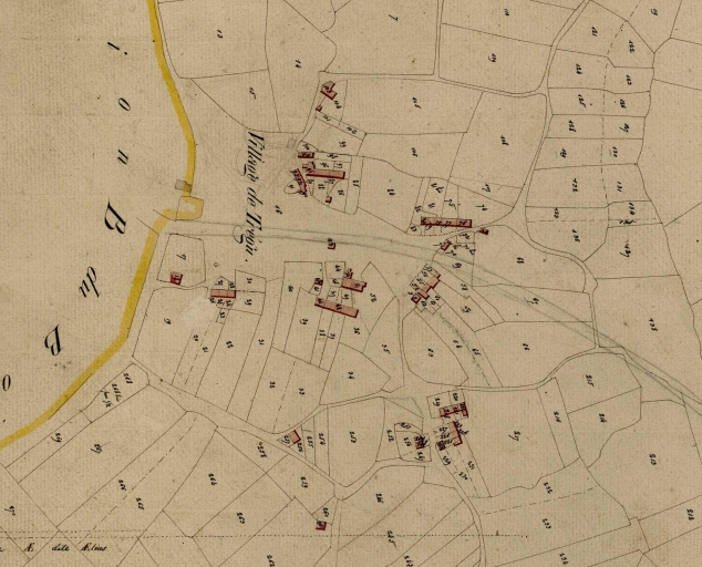 Extrait du cadastre de 1823 ; Le village de Trégu sur le cadastre de 1823