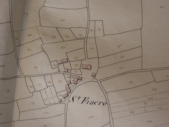 Extrait cadastral ancien de 1828 (A.D. 56, série 3P) ; Extrait cadastral ancien de 1828 (A.D. 56, série 3P) ; Extrait cadastral ancien de 1828, section E2 (A.D. 56, série 3 P)