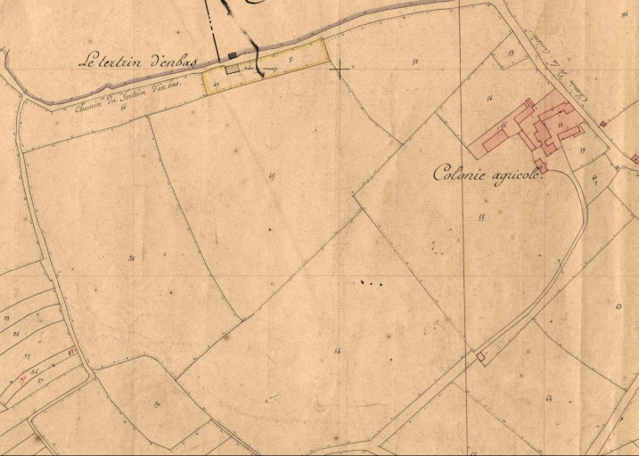 Plan d'ensemble du site en 1847. Extrait de plan cadastral (AD 22)
