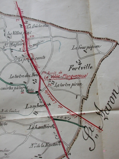 Plan du tracé de la ligne et de l'emplacement de la halte de la Vollée, 1920 (AD 22)