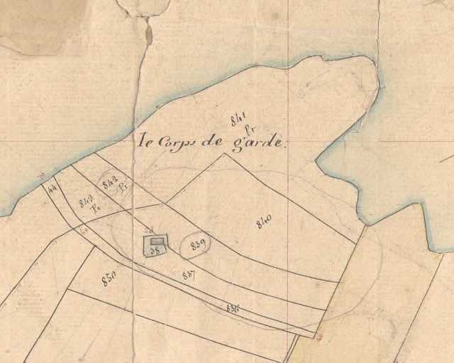 Situation du corps de garde de la Pointe des Guettes (cadastre de 1847)