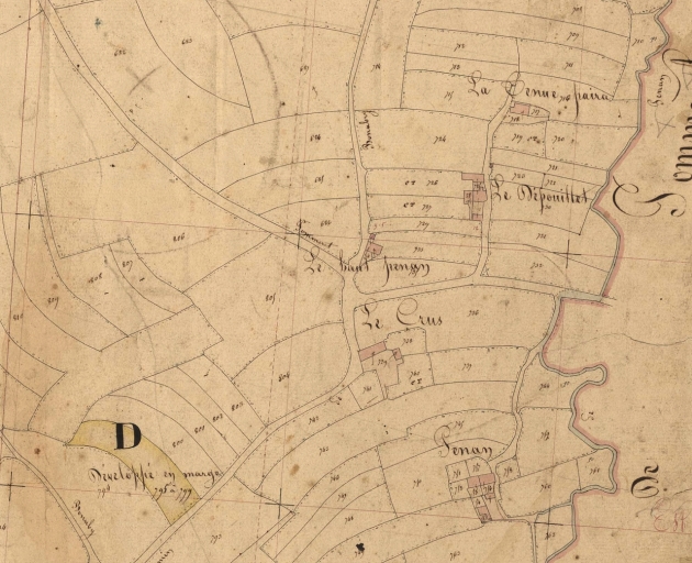 La Gare d'Yffiniac en 1847. Extrait des plans cadastraux parcellaires (AD 22)