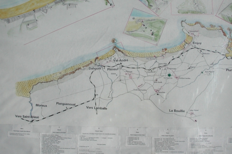 Plan des moyens de défense allemande sur la côte de Pléneuf-Val-André (collections Grimaud, Le Gal La Salle)
