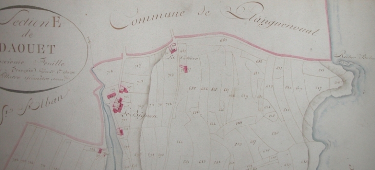 Cadastre 1811, section E, 2ème feuille : chemin rural du Bécleu (limite communale)
