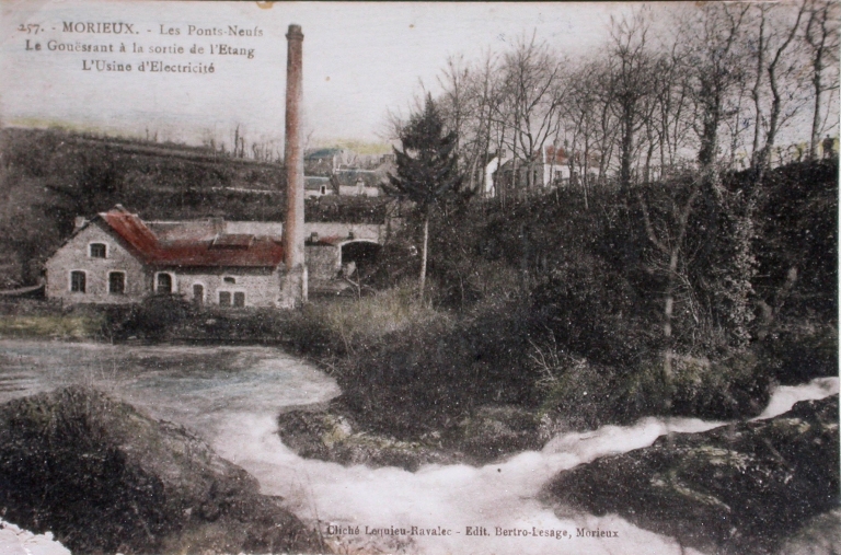 Carte postale ancienne : la centrale et le Gouessant.