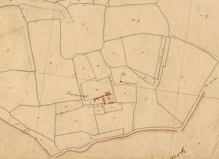 Le grand parcellaire autour du manoir. Extrait du cadastre de 1824, section B1 (A.D. Finistère, 3 P 076)