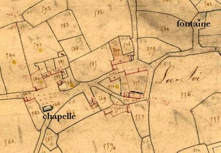 Le village en 1823. Extrait de la section C2 (A. D. Finistère, 3 P 354)