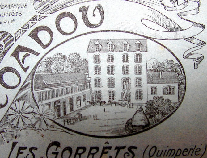 Le moulin en 1913. Détail de la vignette figurant sur le papier à lettres (Coll. Mortain)