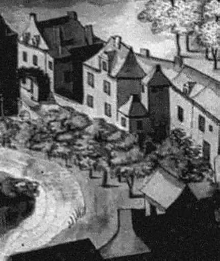 Extrait de la vue cavalière exécutée vers 1737 par Robien (B. M. Rennes, Ms 2436)