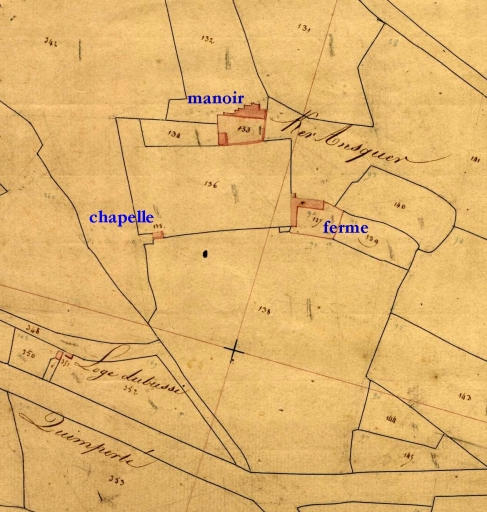 Extrait du cadastre de 1825, section B1 dite de Keransquer (A.D. Finistère, 3 P 292)