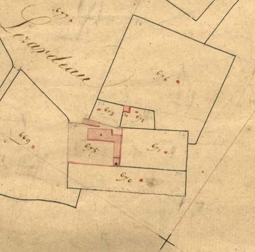 Extrait du cadastre de 1824, section A2 dite de Lézardeau (A.D. Finistère, 3 P 292)