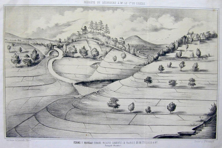 La ferme de Rosglaz. Gravure de 1855 (A.D. 29, 7 M 222)