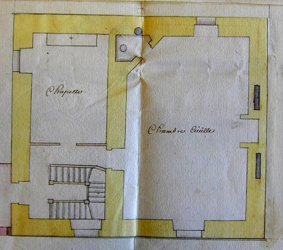 Premier étage, variante 2. Projet partiellement réalisé, début 18e siècle (A.D. Ille-et-Vilaine, C FI 1913-02)