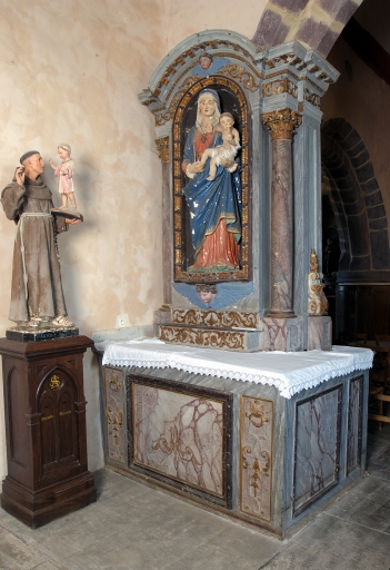 Ensemble de l'autel de la Vierge : autel, gradin d'autel, retable, degré d'autel, antépendium