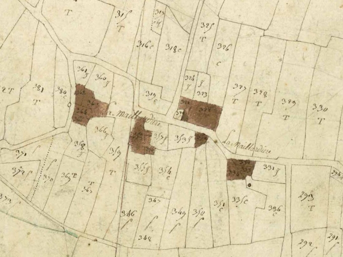 Le hameau sur le cadastre de 1810 ; Le hameau de la Maillardière sur le cadastre de 1810