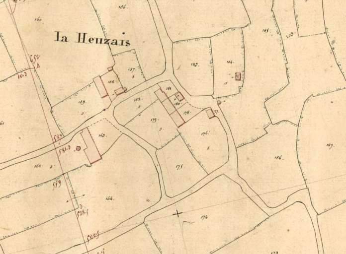 L'écart de la Heuzais sur le cadastre de 1845