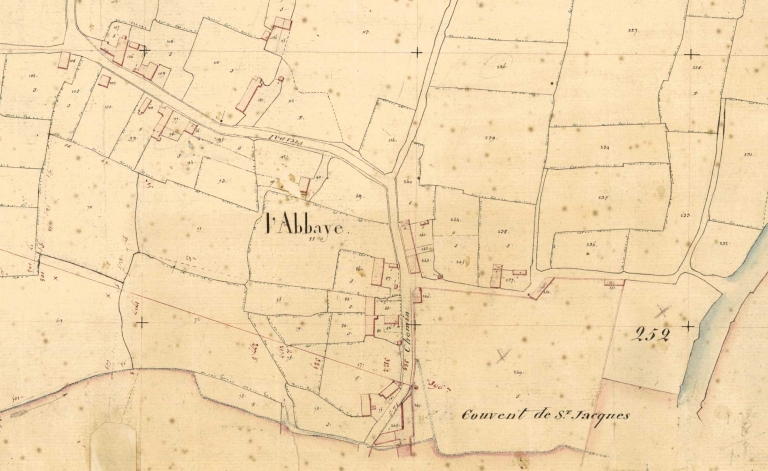 L'écart sur le cadastre de 1845 ; L'écart de l'Abbaye sur le cadastre de 1845
