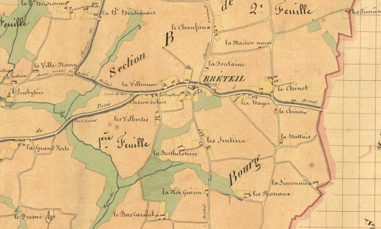 Le village sur le tableau d'assemblage du cadastre de 1845