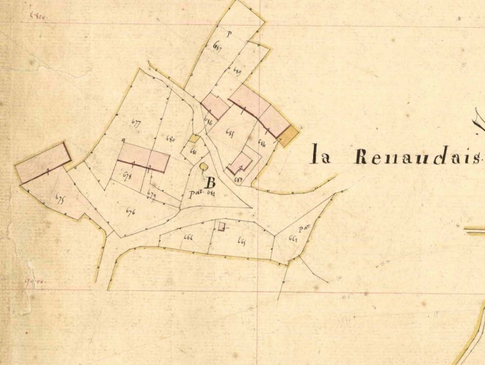Le village sur le cadastre de 1846 ; La ferme parcelles 684-685 sur le cadastre de 1846