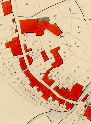 La place sur le cadastre de 1809 ; La place sur le cadastre de 1809