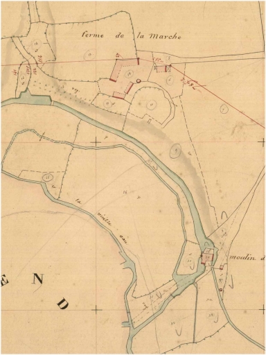 Le moulin sur le cadastre de 1843 ; La ferme sur le cadastre de 1843