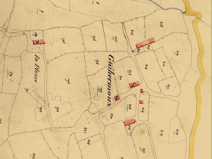 L'écart de Guillermoux sur le cadastre de 1846