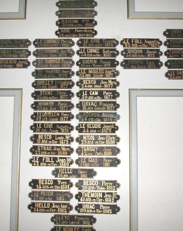 Ensemble de plaques ex-votos des marins disparus en mer
