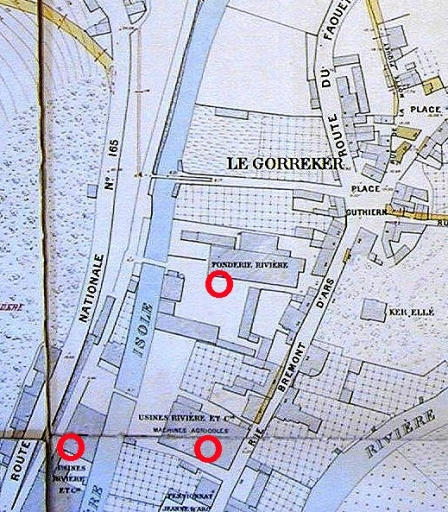 Emplacement des usines Rivière en 1925
