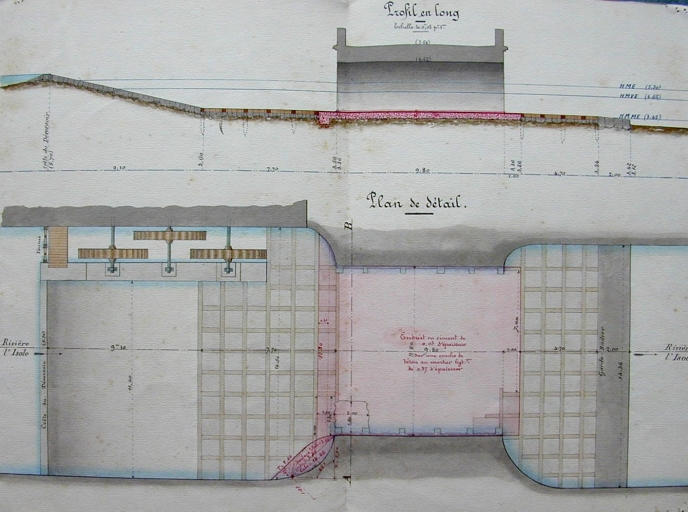 Rectification du radier. Dessins Duperrier, 1895