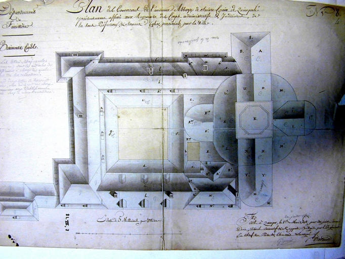 Plan des toitures par Detaille, 1815 (A.E. Quimper, fonds Bigot, 8 L)