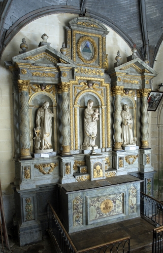 Ensemble de l'autel de la Vierge : autel, retable, gradin d'autel, degré d'autel