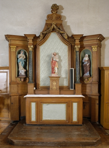 Ensemble de l'autel du Bon Pasteur : autel, tabernacle, retable, 2 gradins d'autel, degré d'autel