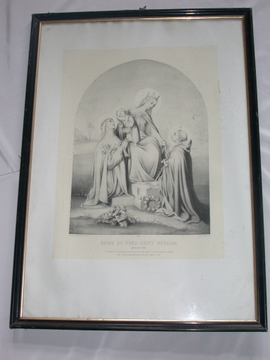 Estampe : Don du rosaire à saint Dominique et sainte Catherine